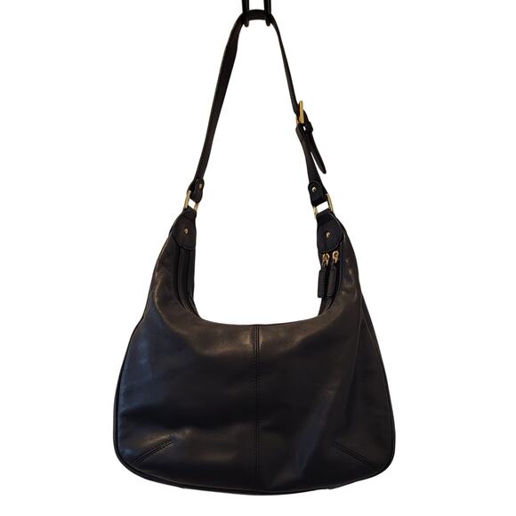 Etienne Aigner Black Shoulder Handbag with Front Pocket Design 80s - Picture 2 of 16